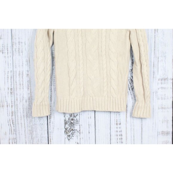 LL Bean Double L Cable Sweater Zip Cardigan Cream Size XS - Picture 9 of 10